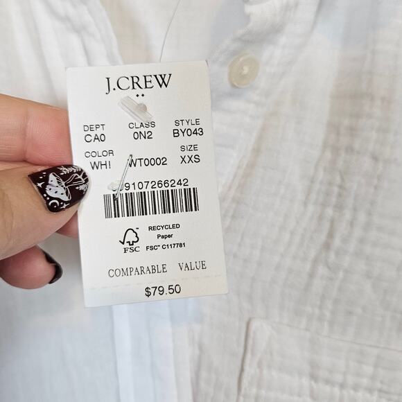 J Crew Factory Gauze Cotton Button Front Top Blouse Women's Size XXS Summer - Picture 6 of 9